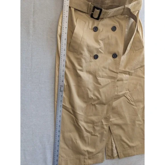 Trench Wrap Midi Skirt 10 Khaki Tan Belted Double Breasted Ann Taylor LOFT - Picture 3 of 7
